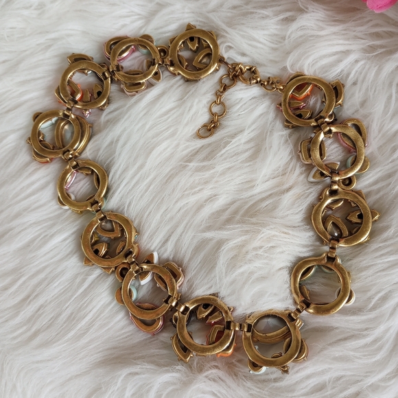 J Crew Multicolored Brûlée Crystal Circular Cluster Statement Necklace - Picture 15 of 15